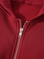Moletom Com Capuz Com Zíper Barra Franzida Ribana Cropped