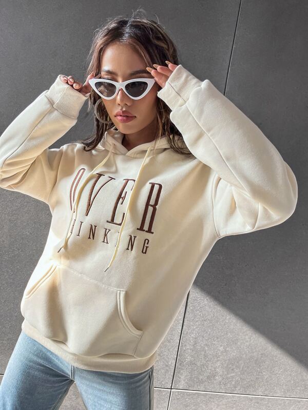 Moletom Com Capuz Lettering Vertical Bolso Canguru Ribana