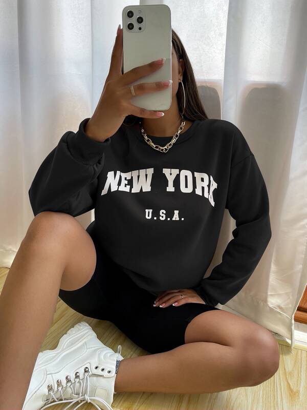 Moletom Gola Careca Lettering New York Com Ribana