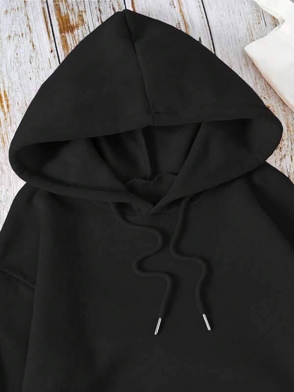Moletom Com Capuz Bolso Canguru Cordão Liso Com Ribana