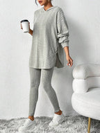 Conjunto Moletom Com Capuz Texturizado Canelado