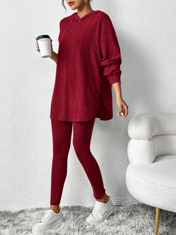 Conjunto Moletom Com Capuz Texturizado Canelado