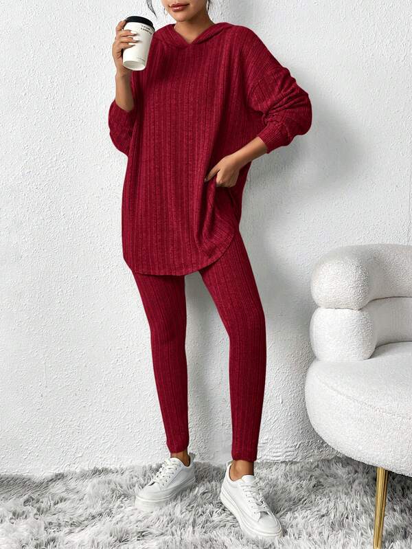 Conjunto Moletom Com Capuz Texturizado Canelado