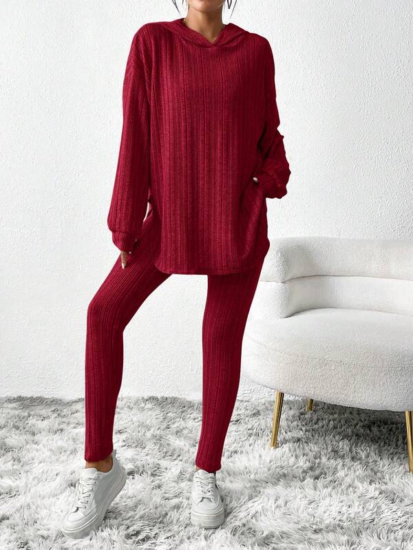 Conjunto Moletom Com Capuz Texturizado Canelado