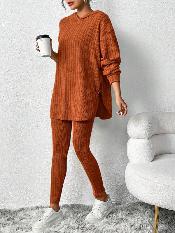 Conjunto Moletom Com Capuz Texturizado Canelado