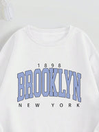 Conjunto Moletom Lettering Brooklyn Calça Estampada Ribana