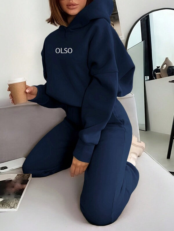 Conjunto Moletom Com Capuz Bordado Coração Calça Ribana