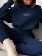 Conjunto Moletom Com Capuz Bordado Coração Calça Ribana
