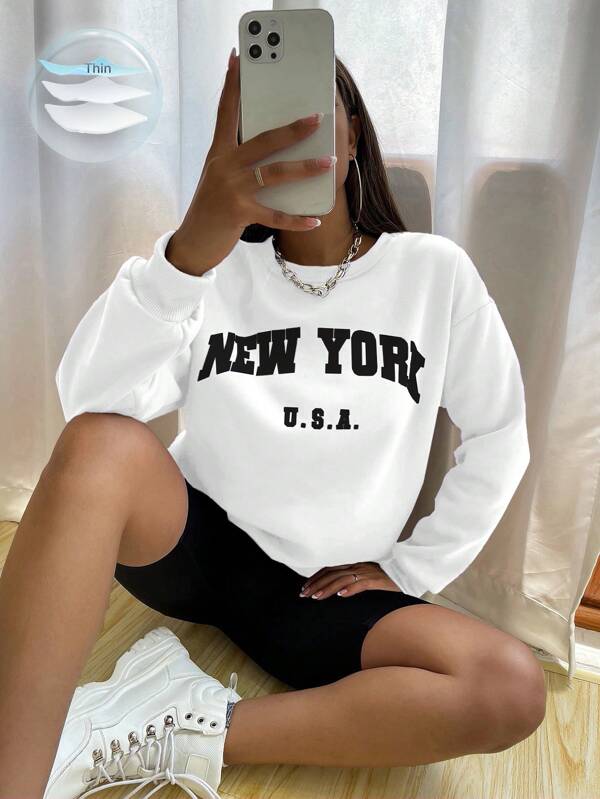 Moletom Gola Careca Lettering New York Com Ribana