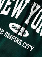 Moletom Com Capuz Lettering New York Bolso Canguru Ribana