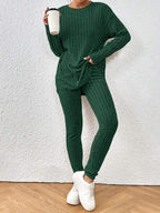Moletom Gola Careca Canelado Com Calça e Punhos