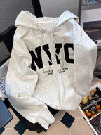 Moletom Com Capuz Com Zíper Lettering E Cordão