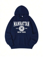 Moletom Com Capuz Bolso Canguru Lettering Manhattan