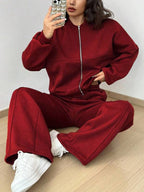 Conjunto Moletom Com Zíper Recorte Frontal E Ribana