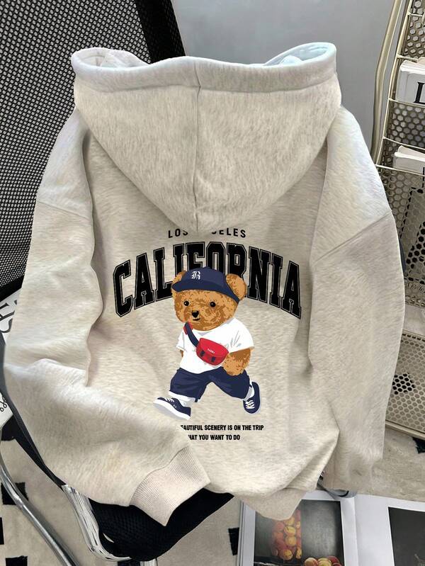Moletom Com Capuz Urso California Estampa Nas Costas