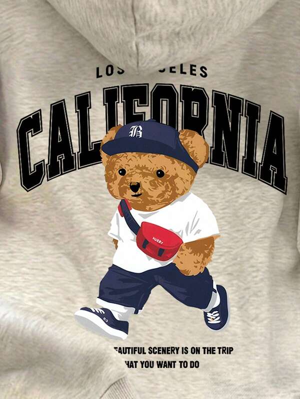 Moletom Com Capuz Estampa de Urso California e Ribana