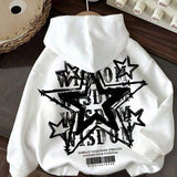 Moletom Com Capuz Estampa de Estrelas Lettering e Ribana
