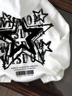 Moletom Com Capuz Estampa de Estrelas Lettering e Ribana