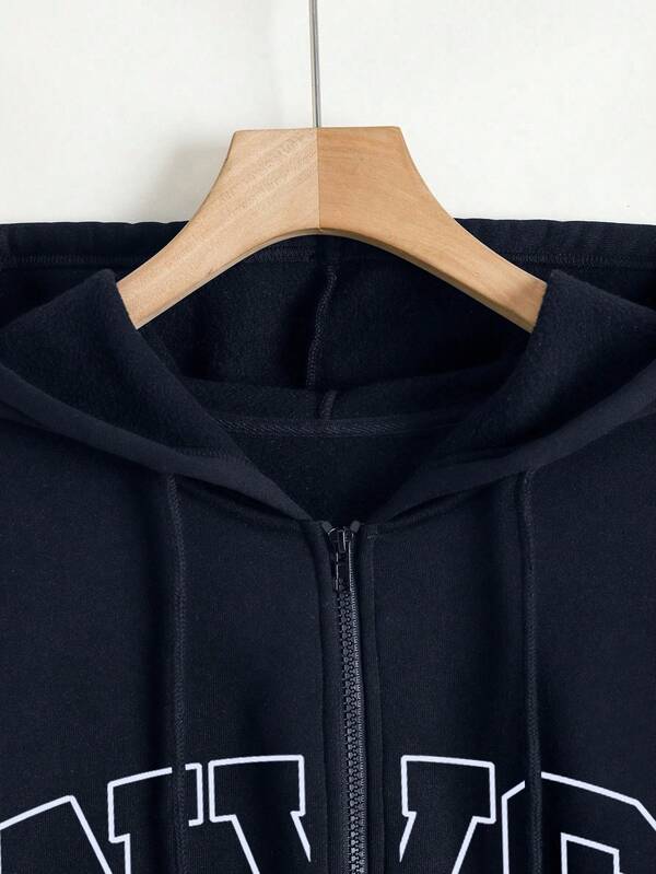 Moletom Com Capuz Com Zíper Lettering NYC E Ribana