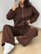 Conjunto Moletom Com Zíper Recorte Frontal E Ribana