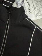Conjunto Moletom Com Zíper Recortes Contrastantes Bordado