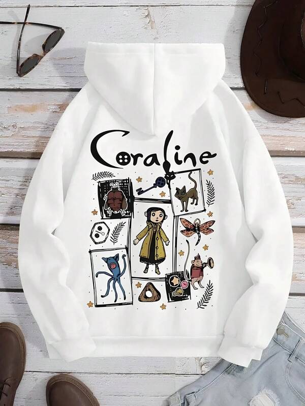Moletom Com Capuz Estampa Ilustrada Lettering e Ribana