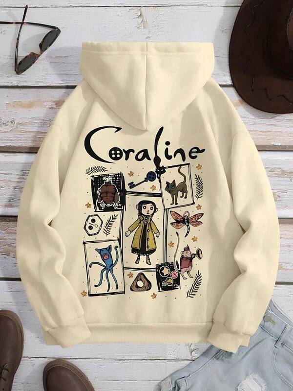 Moletom Com Capuz Estampa Ilustrada Lettering e Ribana