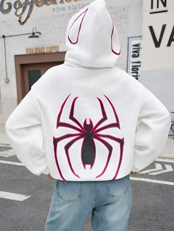 Moletom Com Capuz Estampa de Aranha Lettering e Ribana