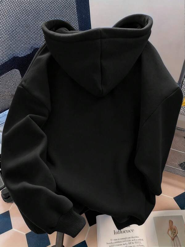 Moletom Com Capuz Bolso Canguru Oversized Com Cordão