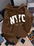 Moletom Com Capuz Com Zíper Lettering E Cordão