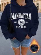 Moletom Com Capuz Bolso Canguru Lettering Manhattan