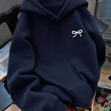 Moletom Com Capuz Bolso Canguru Bordado Laço Com Ribana