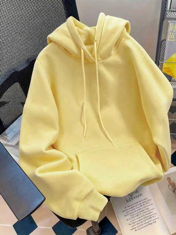 Moletom Com Capuz Bolso Canguru Oversized Com Cordão
