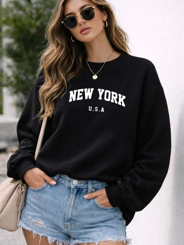 Moletom Gola Careca Lettering New York USA e Ribana
