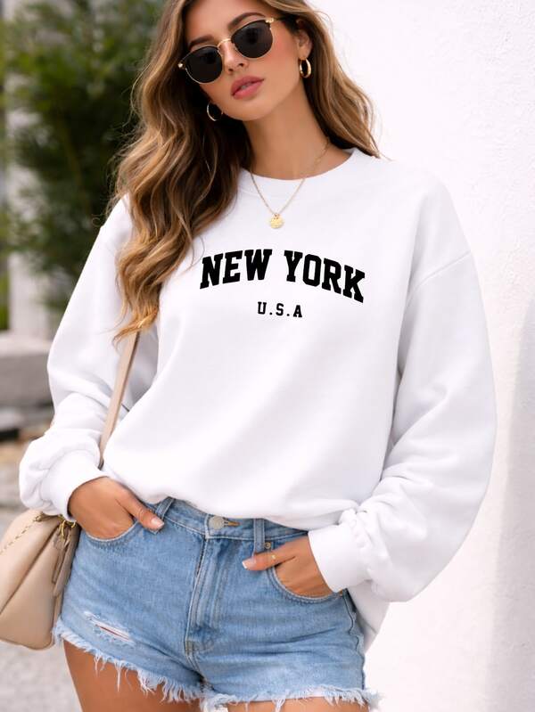 Moletom Gola Careca Lettering New York USA e Ribana
