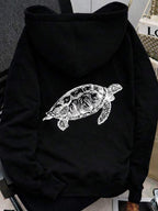 Moletom Com Capuz Bolso Canguru Estampa de Tartaruga