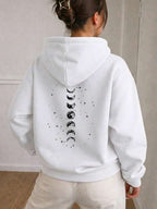 Moletom Com Capuz Estampa Lunar Costas Bolso Canguru