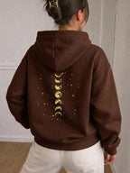 Moletom Com Capuz Estampa Lunar Costas Bolso Canguru