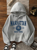 Moletom Com Capuz Bolso Canguru Lettering Manhattan