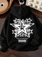 Moletom Com Capuz Estampa de Estrelas Lettering e Ribana