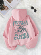 Moletom Com Capuz Estampa de Tartaruga Lettering e Ribana