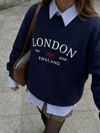 Moletom Gola Careca Lettering Londres Com Ribana