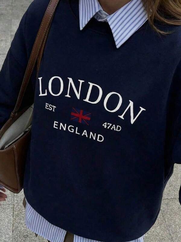 Moletom Gola Careca Lettering Londres Com Ribana