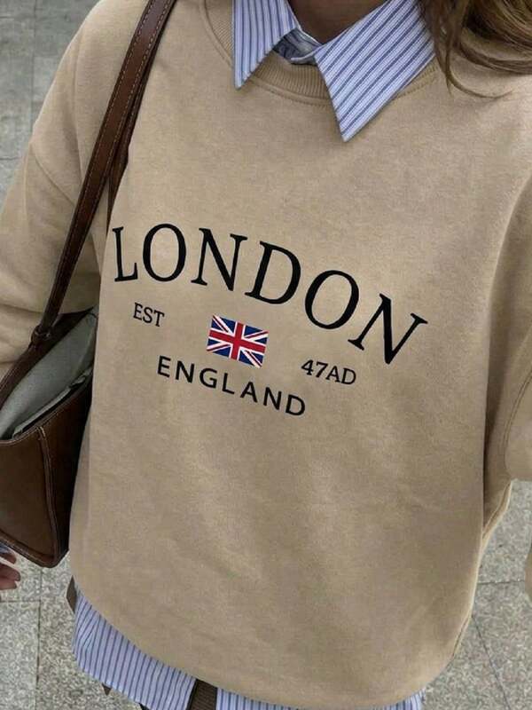 Moletom Gola Careca Lettering Londres Com Ribana
