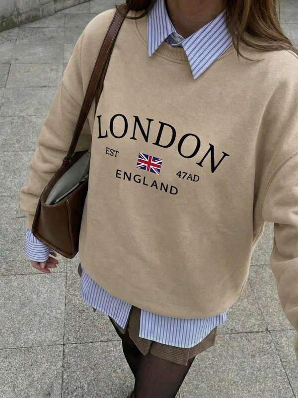 Moletom Gola Careca Lettering Londres Com Ribana