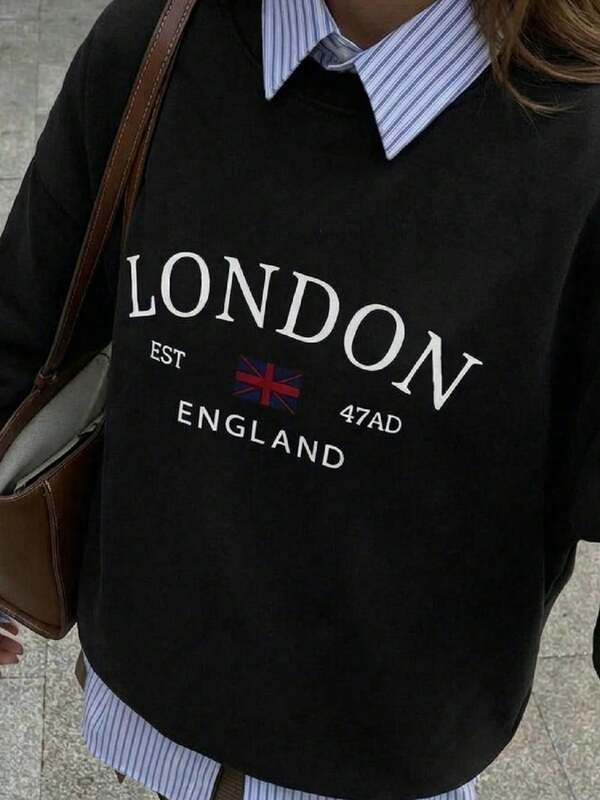 Moletom Gola Careca Lettering Londres Com Ribana