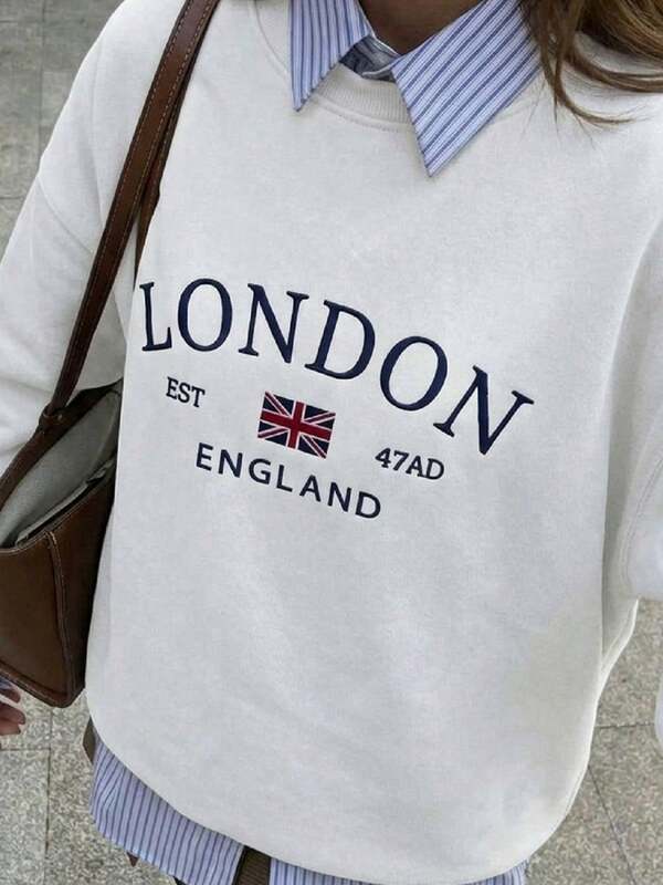 Moletom Gola Careca Lettering Londres Com Ribana
