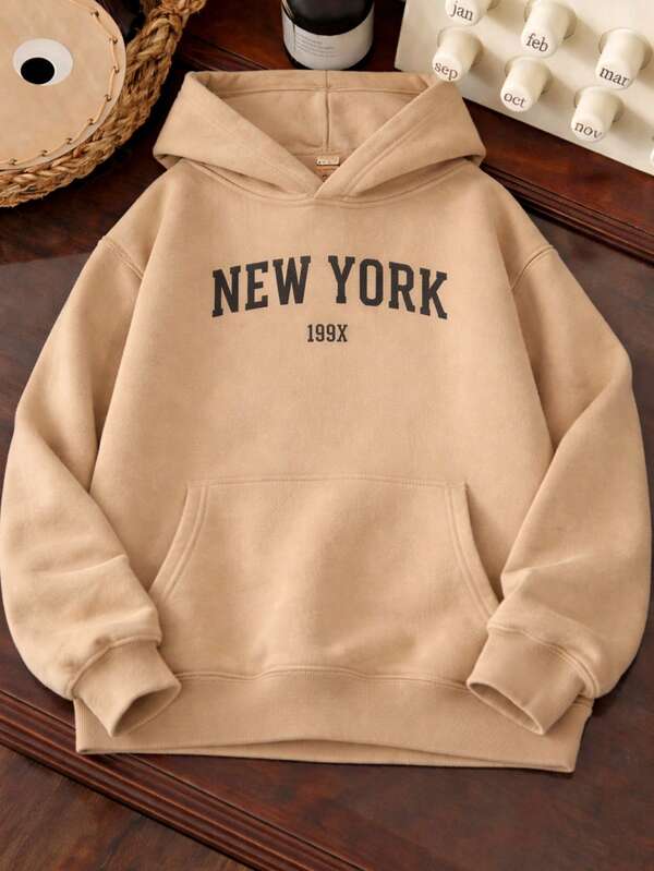 Moletom Com Capuz Bolso Canguru Lettering New York e Ribana