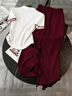 Conjunto Moletom Gola Polo Bordado Cereja Calça Com Faixa
