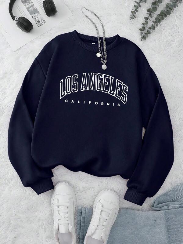 Moletom Gola Careca Lettering Los Angeles Com Ribana
